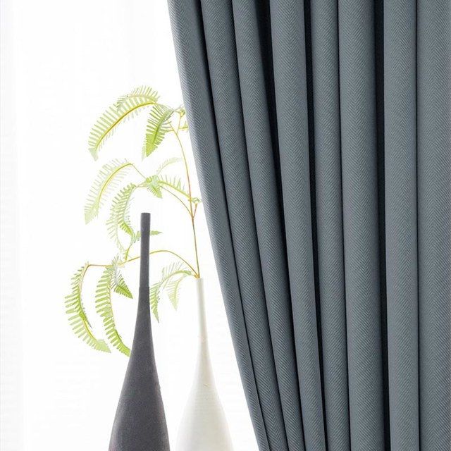 Sunnyvale Herringbone Haze Blue Rideaux occultants en velours texturé 1