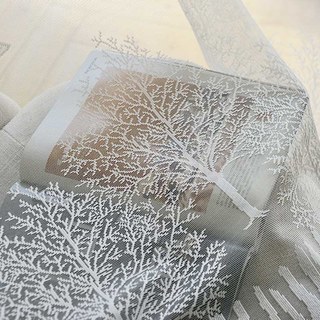 Woodland Walk Blanc Arbre Et Feuille Jacquard Voile Rideaux en Tulle 1