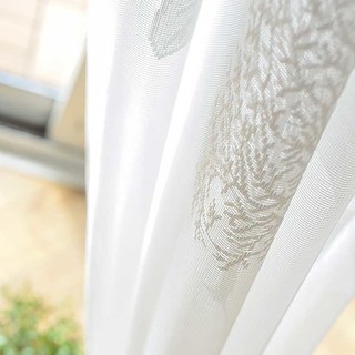 Woodland Walk Blanc Arbre Et Feuille Jacquard Voile Rideaux en Tulle 2