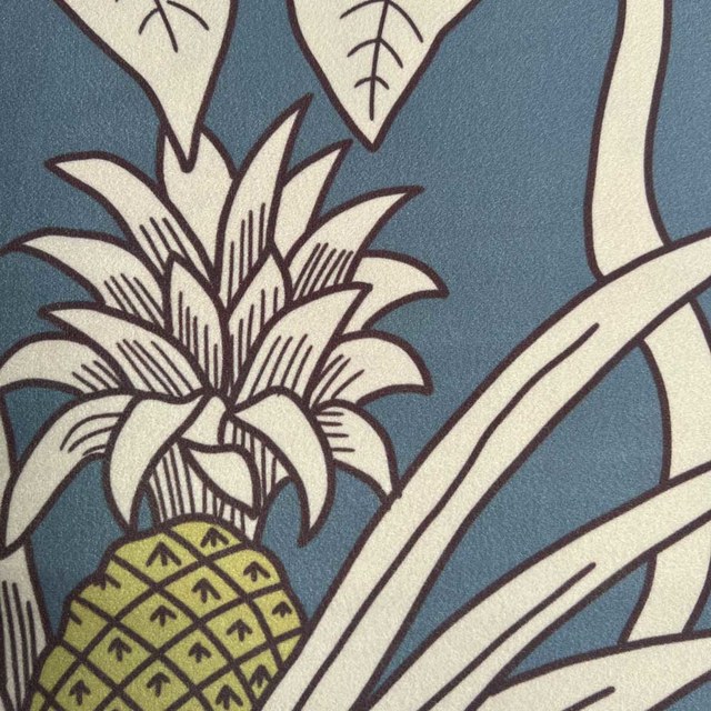 Botanica Bleu Rayé Imprimé Floral Rideau en Velours 1