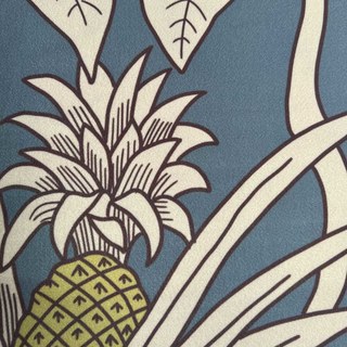 Botanica Bleu Rayé Imprimé Floral Rideau en Velours