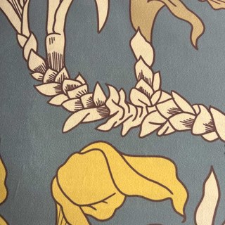 Botanica Bleu Rayé Imprimé Floral Rideau en Velours 3