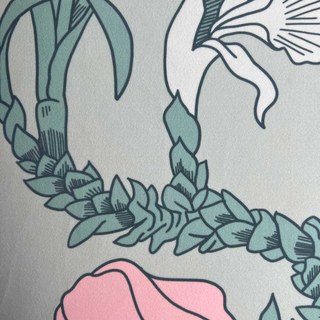 Botanica Turquoise clair et vert strié rideau floral en velours 2