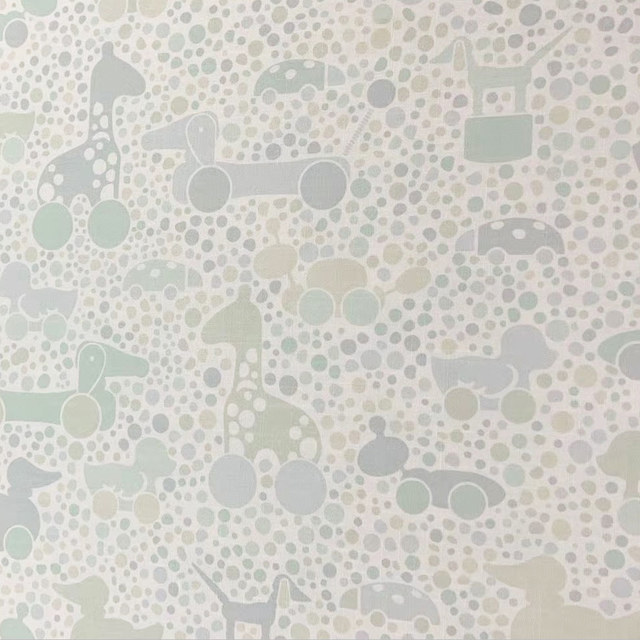 Rideau imprimé pastel avec motifs d'animaux et pois rebondissants 1