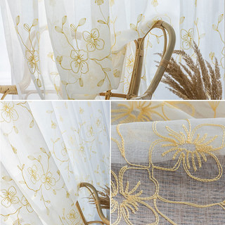 Buttercup Gold Brodé Voile Transparent Rideaux 5