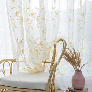 Buttercup Gold Brodé Voile Transparent Rideaux 2