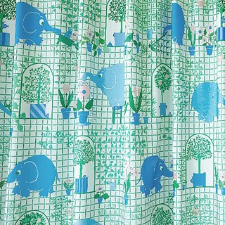 Éléphant Jardinier Vert & Bleu Rideau Adorable