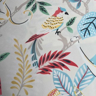 Jungle Mingle Singe et Perroquet Crème Floral Rideau en Velours