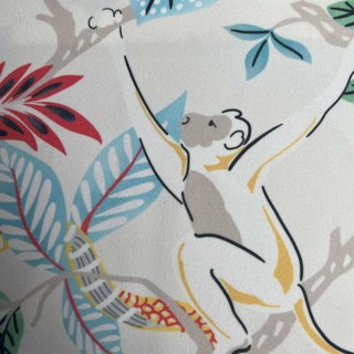 Jungle Mingle Singe et Perroquet Crème Floral Rideau en Velours