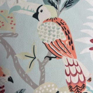 Jungle Mingle Singe et Perroquet Pastel Bleu Floral Rideau en Velours 3