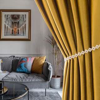 Rideaux de velours doré métallisé de luxe 2