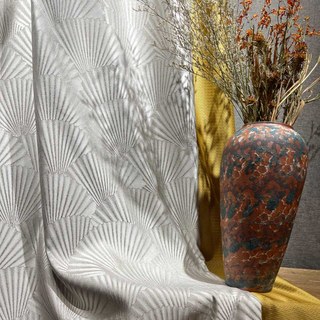 Éventails Orientaux Luxe Art Déco Motif Jacquard Rideau Crème