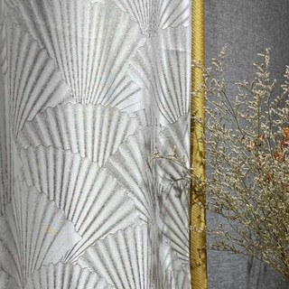 Éventails Orientaux Luxe Art Déco Motif Jacquard Rideau Crème 2