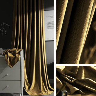 Rideaux occultants en velours bronze doré texturé façon panier scandinave 3