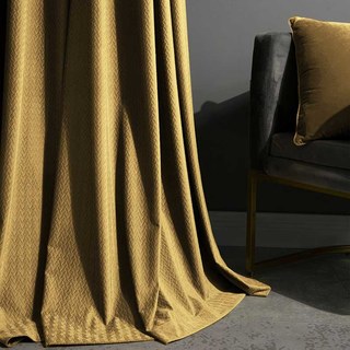 Rideaux occultants en velours bronze doré texturé façon panier scandinave