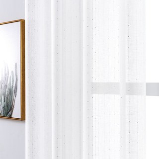 Argenté à paillettes scintillant rayé blanc rideau voilage transparent 5