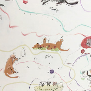 Magnifique Rideau Imprimé Chats Dessinés à la Main Wonderful Life 8