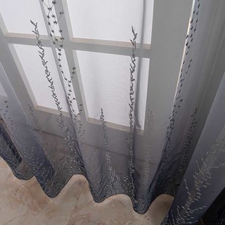 Charbon Gris Dégradé Brodé Floral Voile Rideau 3