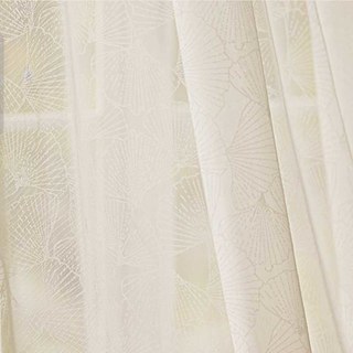 Feuilles de Ginkgo Jacquard Ivoire Blanc Rideau Voile Floral 4