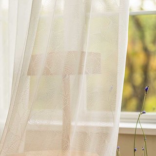 Feuilles de Ginkgo Jacquard Ivoire Blanc Rideau Voile Floral 2
