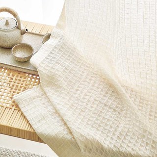 Rideau en coton mélangé tricoté tissé à motifs gaufrés blanc voilage lourd 1