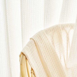 Rideau en coton mélangé tricoté tissé à motifs gaufrés blanc voilage lourd 5