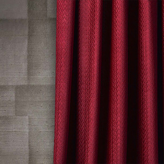 Rideaux occultants en velours rouge rose texturé façon panier scandinave 2