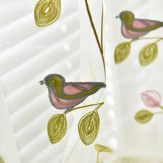 Misty Meadow Floral et Rideau en Voile Brodé d'Oiseaux 5