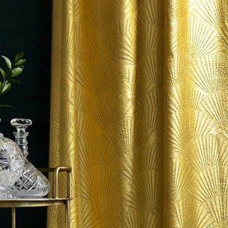 Éventails Orientaux Rideaux Dorés Luxueux Motif Art Déco Jacquard 3