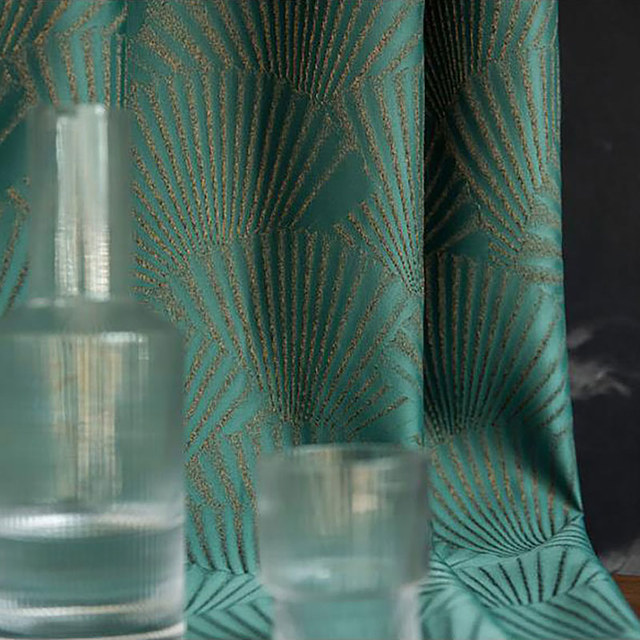 Eventails Orientaux Luxury Art Deco Jacquard Rideau vert à motifs 1