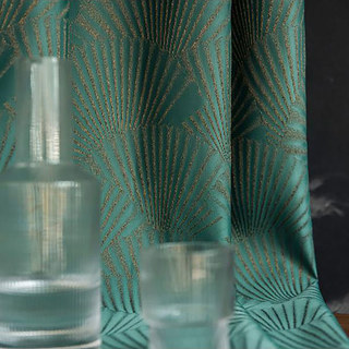 Eventails Orientaux Luxury Art Deco Jacquard Rideau vert à motifs 1