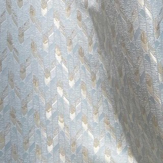 Alpine Luxe Jacquard Glace Bleue Rideau Géométrique avec Détails Dorés 3