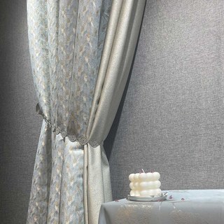 Alpine Luxe Jacquard Glace Bleue Rideau Géométrique avec Détails Dorés 4