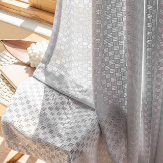 Échiquier Cendre Gris Dentelle Rideau Voilage 3