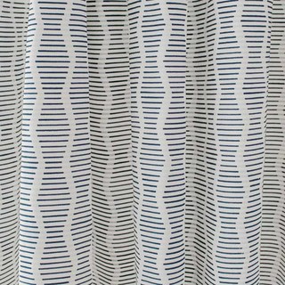 Dreamweaver Jacquard Rayure & Vague Hygge Marine Bleu Rideau 1
