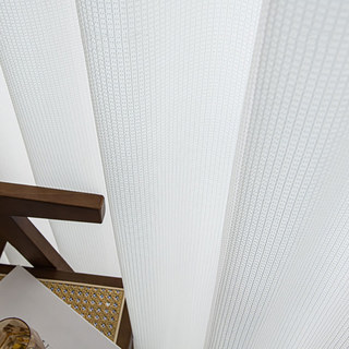 Japonais Ivoire Blanc Fin Vérifié Quadrillage Miroir Voile Rideau 3