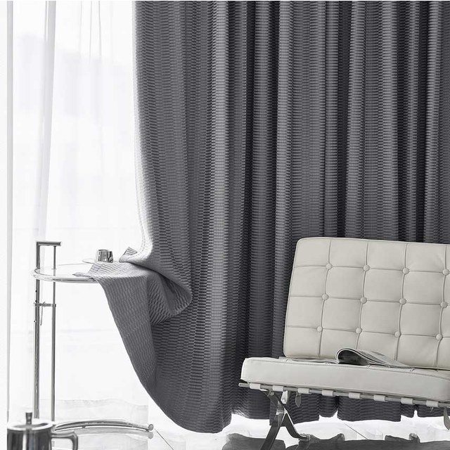 Lusso Rideau occultant géométrique hexagonal en jacquard 3D gris anthracite 1