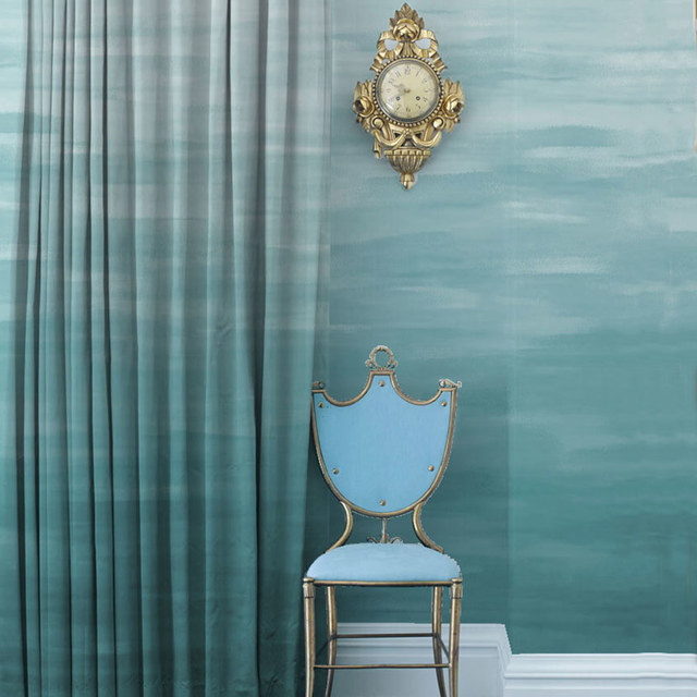 Moon River Aqua Bleu Dégradé Rideau en Velours 1