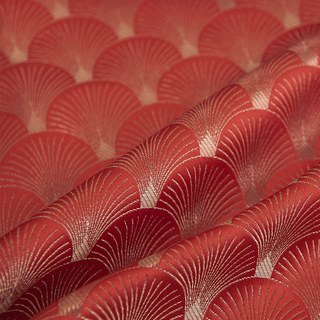 La Couronne des Années Folles Luxe Art Déco Coquillage Motif Rouge & Or Rideau 5