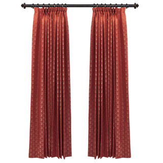 La Couronne des Années Folles Luxe Art Déco Coquillage Motif Rouge & Or Rideau 3