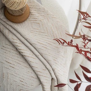 Diamond Life 3D Jacquard Or Pailleté Beige Crème Rideau Géométrique