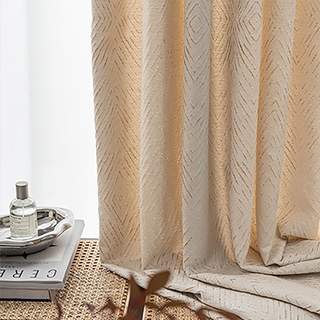 Diamond Life 3D Jacquard Or Pailleté Beige Crème Rideau Géométrique