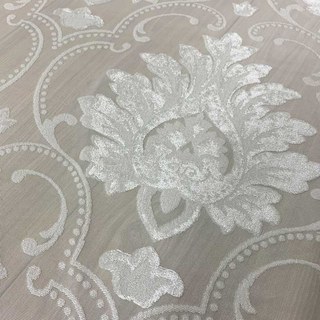 Élégance Damas Velours Découpé Ivoire Blanc Rideau Voile Chatoyant 5