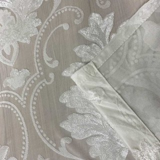 Élégance Damas Velours Découpé Ivoire Blanc Rideau Voile Chatoyant 6