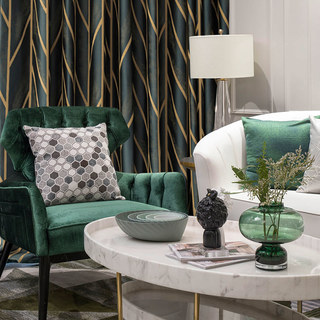 Herringbone Vert Foncé & Or Géométrique Rideau Occultant 2