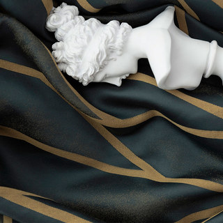 Herringbone Vert Foncé & Or Géométrique Rideau Occultant 7