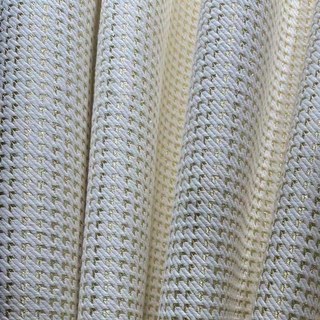 Rideau géométrique luxueux en jacquard à carreaux ivoire et blanc avec des paillettes dorées