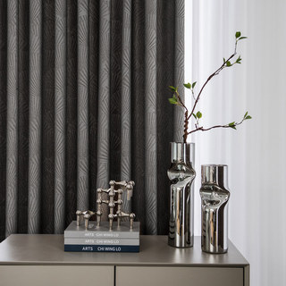 Éventails Orientaux Rideau Gris Motif Jacquard Art Déco Luxe 3
