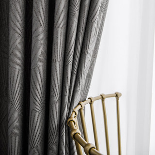 Éventails Orientaux Rideau Gris Motif Jacquard Art Déco Luxe 2