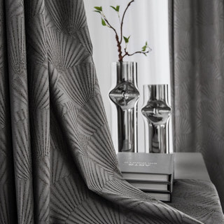 Éventails Orientaux Rideau Gris Motif Jacquard Art Déco Luxe 4